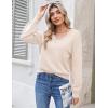 Zeagoo Women’s 2025 Fall V-Neck Cropped Sweater Trendy Long Latern Sleeve Ribbed Knit Pullover Crop Tops(Apricot)