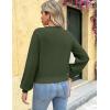 Zeagoo Women’s 2025 Fall V-Neck Cropped Sweater Trendy Long Latern Sleeve Ribbed Knit Pullover Crop Tops(Army Green)