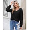 Zeagoo Women’s 2025 Fall V-Neck Cropped Sweater Trendy Long Latern Sleeve Ribbed Knit Pullover Crop Tops(Black)