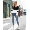 Zeagoo Women’s 2025 Fall V-Neck Cropped Sweater Trendy Long Latern Sleeve Ribbed Knit Pullover Crop Tops(Black White)