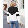 Zeagoo Women’s 2025 Fall V-Neck Cropped Sweater Trendy Long Latern Sleeve Ribbed Knit Pullover Crop Tops(Black White)