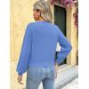 Zeagoo Women’s 2025 Fall V-Neck Cropped Sweater Trendy Long Latern Sleeve Ribbed Knit Pullover Crop Tops(Blue)