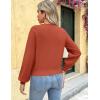 Zeagoo Women’s 2025 Fall V-Neck Cropped Sweater Trendy Long Latern Sleeve Ribbed Knit Pullover Crop Tops(Brick Red)