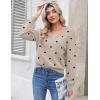 Zeagoo Women’s 2025 Fall V-Neck Cropped Sweater Trendy Long Latern Sleeve Ribbed Knit Pullover Crop Tops(Dot Khaki)