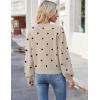Zeagoo Women’s 2025 Fall V-Neck Cropped Sweater Trendy Long Latern Sleeve Ribbed Knit Pullover Crop Tops(Dot Khaki)