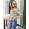 Zeagoo Women’s 2025 Fall V-Neck Cropped Sweater Trendy Long Latern Sleeve Ribbed Knit Pullover Crop Tops(Dot Khaki)