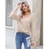 Zeagoo Women’s 2025 Fall V-Neck Cropped Sweater Trendy Long Latern Sleeve Ribbed Knit Pullover Crop Tops(Light Khaki)