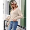 Zeagoo Women’s 2025 Fall V-Neck Cropped Sweater Trendy Long Latern Sleeve Ribbed Knit Pullover Crop Tops(Light Khaki)