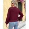 Zeagoo Women’s 2025 Fall V-Neck Cropped Sweater Trendy Long Latern Sleeve Ribbed Knit Pullover Crop Tops(Wine Red)