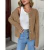 Zeagoo Women’s 2026 Cardigan Sweaters Button Down Crew Neck Open Front Long Sleeve Knit Cropped Jackets(A-khaki)