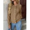 Zeagoo Women’s 2026 Cardigan Sweaters Button Down Crew Neck Open Front Long Sleeve Knit Cropped Jackets(A-khaki)