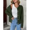 Zeagoo Women’s 2026 Cardigan Sweaters Button Down Crew Neck Open Front Long Sleeve Knit Cropped Jackets(Army Green)