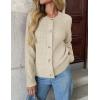 Zeagoo Women’s 2026 Cardigan Sweaters Button Down Crew Neck Open Front Long Sleeve Knit Cropped Jackets(Beige)