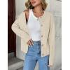 Zeagoo Women’s 2026 Cardigan Sweaters Button Down Crew Neck Open Front Long Sleeve Knit Cropped Jackets(Beige)
