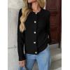 Zeagoo Women’s 2026 Cardigan Sweaters Button Down Crew Neck Open Front Long Sleeve Knit Cropped Jackets(Black)
