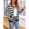Zeagoo Women’s 2026 Cardigan Sweaters Button Down Crew Neck Open Front Long Sleeve Knit Cropped Jackets(Black White)