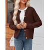 Zeagoo Women’s 2026 Cardigan Sweaters Button Down Crew Neck Open Front Long Sleeve Knit Cropped Jackets(Brown)