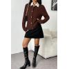 Zeagoo Women’s 2026 Cardigan Sweaters Button Down Crew Neck Open Front Long Sleeve Knit Cropped Jackets(Brown)