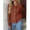 Zeagoo Women’s 2026 Cardigan Sweaters Button Down Crew Neck Open Front Long Sleeve Knit Cropped Jackets(Caramel)