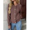 Zeagoo Women’s 2026 Cardigan Sweaters Button Down Crew Neck Open Front Long Sleeve Knit Cropped Jackets(Coffee)
