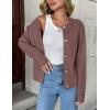 Zeagoo Women’s 2026 Cardigan Sweaters Button Down Crew Neck Open Front Long Sleeve Knit Cropped Jackets(Coffee)