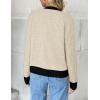 Zeagoo Women’s 2026 Cardigan Sweaters Button Down Crew Neck Open Front Long Sleeve Knit Cropped Jackets(Color Block Beige)