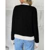 Zeagoo Women’s 2026 Cardigan Sweaters Button Down Crew Neck Open Front Long Sleeve Knit Cropped Jackets(Color Block Black)