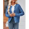 Zeagoo Women’s 2026 Cardigan Sweaters Button Down Crew Neck Open Front Long Sleeve Knit Cropped Jackets(Dark Blue)