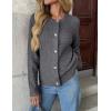 Zeagoo Women’s 2026 Cardigan Sweaters Button Down Crew Neck Open Front Long Sleeve Knit Cropped Jackets(Grey)