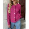 Zeagoo Women’s 2026 Cardigan Sweaters Button Down Crew Neck Open Front Long Sleeve Knit Cropped Jackets(Hot Pink)