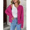 Zeagoo Women’s 2026 Cardigan Sweaters Button Down Crew Neck Open Front Long Sleeve Knit Cropped Jackets(Hot Pink)