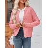 Zeagoo Women’s 2026 Cardigan Sweaters Button Down Crew Neck Open Front Long Sleeve Knit Cropped Jackets(Pink)