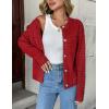Zeagoo Women’s 2026 Cardigan Sweaters Button Down Crew Neck Open Front Long Sleeve Knit Cropped Jackets(Red)