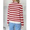 Zeagoo Women’s 2026 Cardigan Sweaters Button Down Crew Neck Open Front Long Sleeve Knit Cropped Jackets(Red White)