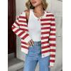 Zeagoo Women’s 2026 Cardigan Sweaters Button Down Crew Neck Open Front Long Sleeve Knit Cropped Jackets(Red White)