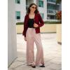 Zeagoo Women’s 2026 Cardigan Sweaters Button Down Crew Neck Open Front Long Sleeve Knit Cropped Jackets(Wine Red)