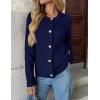 Zeagoo Women’s 2026 Cardigan Sweaters Button Down Crew Neck Open Front Long Sleeve Knit Cropped Jackets(Z-dark Blue)