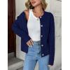 Zeagoo Women’s 2026 Cardigan Sweaters Button Down Crew Neck Open Front Long Sleeve Knit Cropped Jackets(Z-dark Blue)