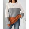 Zeagoo Women’s 2026 Fall Chunky Knit Sweater Oversized Crewneck Long Sleeve Winter Cotton Pullover Sweaters Jumper Tops(Colorblock 278)