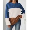 Zeagoo Women’s 2026 Fall Chunky Knit Sweater Oversized Crewneck Long Sleeve Winter Cotton Pullover Sweaters Jumper Tops(Colorblock 458)