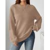 Zeagoo Women’s 2026 Fall Chunky Knit Sweater Oversized Crewneck Long Sleeve Winter Cotton Pullover Sweaters Jumper Tops(Khaki)