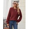 Zeagoo Women’s 2026 Fall Chunky Knit Sweater Oversized Crewneck Long Sleeve Winter Cotton Pullover Sweaters Jumper Tops(Wine Red)