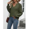 Zeagoo Womens 2026 Fall Sweaters Casual Long Sleeve V Neck Loose Lightweight Crochet Knit Pullover Sweater Tops(Army Green)