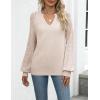 Zeagoo Womens 2026 Fall Sweaters Casual Long Sleeve V Neck Loose Lightweight Crochet Knit Pullover Sweater Tops(Beige)