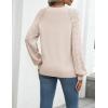 Zeagoo Womens 2026 Fall Sweaters Casual Long Sleeve V Neck Loose Lightweight Crochet Knit Pullover Sweater Tops(Beige)