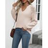 Zeagoo Womens 2026 Fall Sweaters Casual Long Sleeve V Neck Loose Lightweight Crochet Knit Pullover Sweater Tops(Beige)