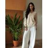 Zeagoo Womens 2026 Fall Sweaters Casual Long Sleeve V Neck Loose Lightweight Crochet Knit Pullover Sweater Tops(Beige)