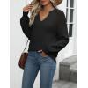 Zeagoo Womens 2026 Fall Sweaters Casual Long Sleeve V Neck Loose Lightweight Crochet Knit Pullover Sweater Tops(Black)