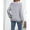 Zeagoo Womens 2026 Fall Sweaters Casual Long Sleeve V Neck Loose Lightweight Crochet Knit Pullover Sweater Tops(Bowknot Grey)