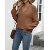 Zeagoo Womens 2026 Fall Sweaters Casual Long Sleeve V Neck Loose Lightweight Crochet Knit Pullover Sweater Tops(Coffee)